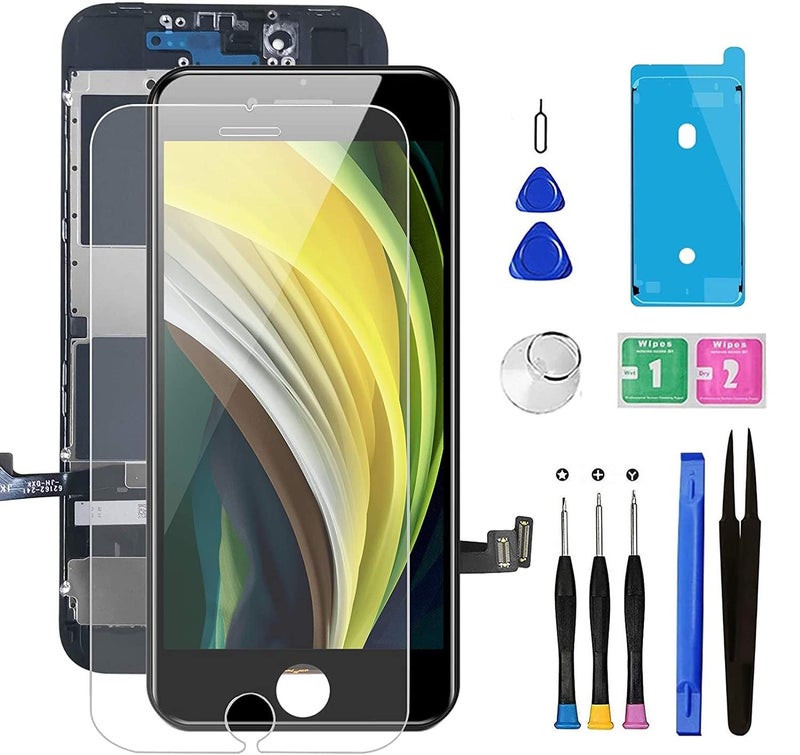 Bsz4uov استبدال شاشة آيفون 8/SE 2020 [الجيل الثاني] باللون الأسود 4.7 بوصة، شاشة LCD تعمل باللمس، إطار مقاوم للماء مع ملصق لاصق + مجموعة أدوات الإصلاح - Image 1